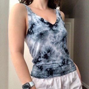 Blue tie dye American eagle tank top
